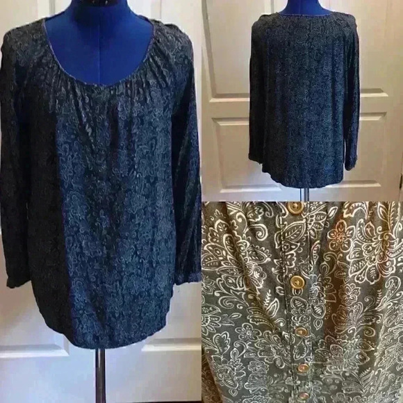 Rayon tunic charcoal gray with light gray … - Picture 3 of 6